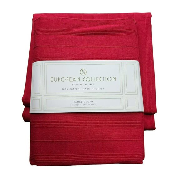 60x84in  Red Lino‎ Cotton Christmas Holiday Tablecloth Oblong or Rectangle Table - Picture 6 of 8